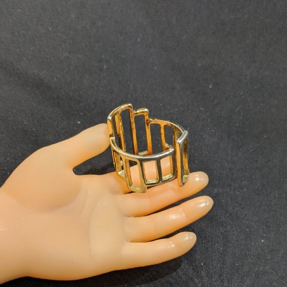 Gold Geometric Statement Ring - image 3